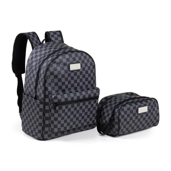 CONJ. MOCHILA E NECESSAIRE EM PVC - XADREZ — foto 1 de 4