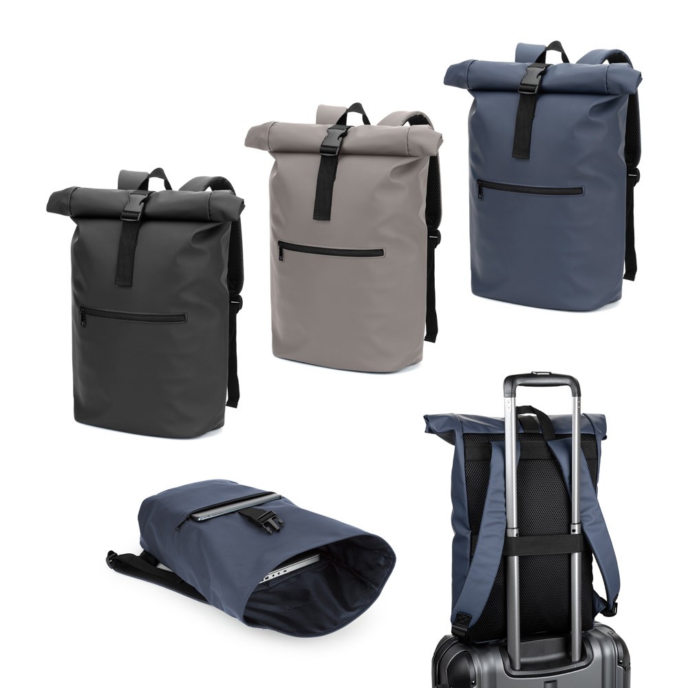 PORTLAND. Mochila "roll top" em PU com bolso para notebook (16") — foto 1 de 4
