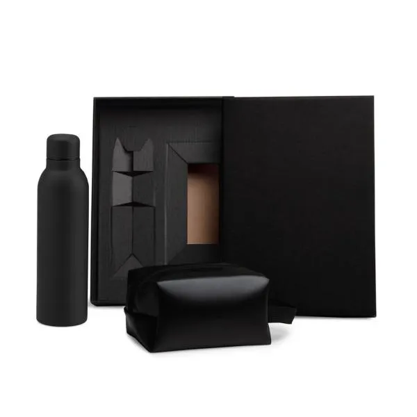 KIT GARRAFA E NECESSAIRE - PRETO - 2 PÇS — foto 1 de 3