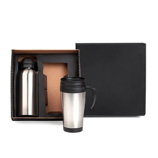 CONJ. DE SQUEEZE E CANECA EM AÇO INOX 600/410 ML- 2 PÇS — foto 1 de 4