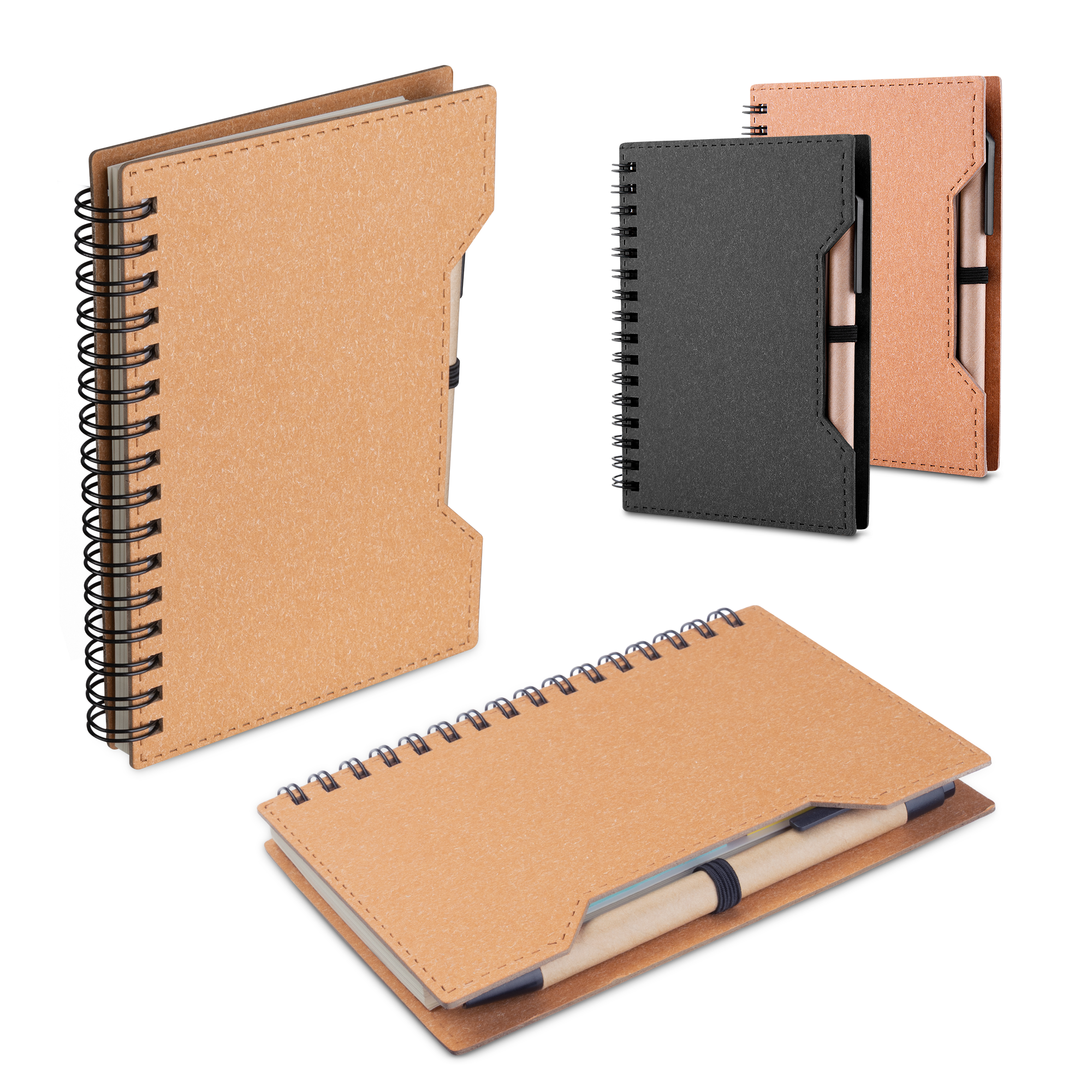 Caderno A6 capa em papelão reciclado com caneta — foto 1 de 8