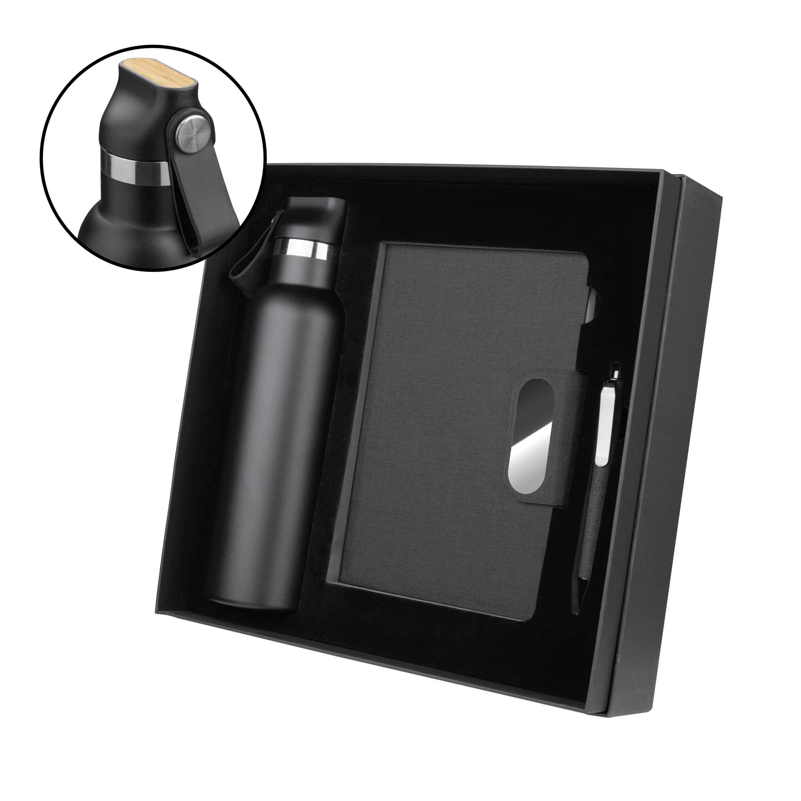 Kit escritório contendo caderno a5 com capa dura em rpet - 70g — foto 1 de 10
