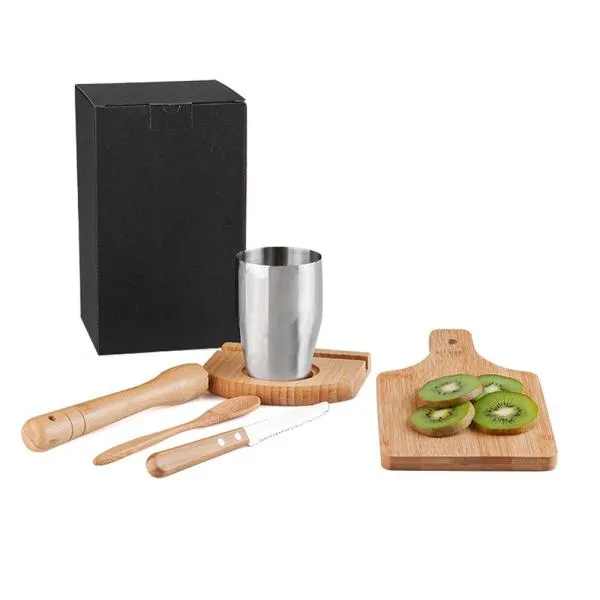 KIT PARA CAIPIRINHA EM BAMBU /MADEIRA IBIZA - 0,35 L - 6 PÇS — foto 1 de 5