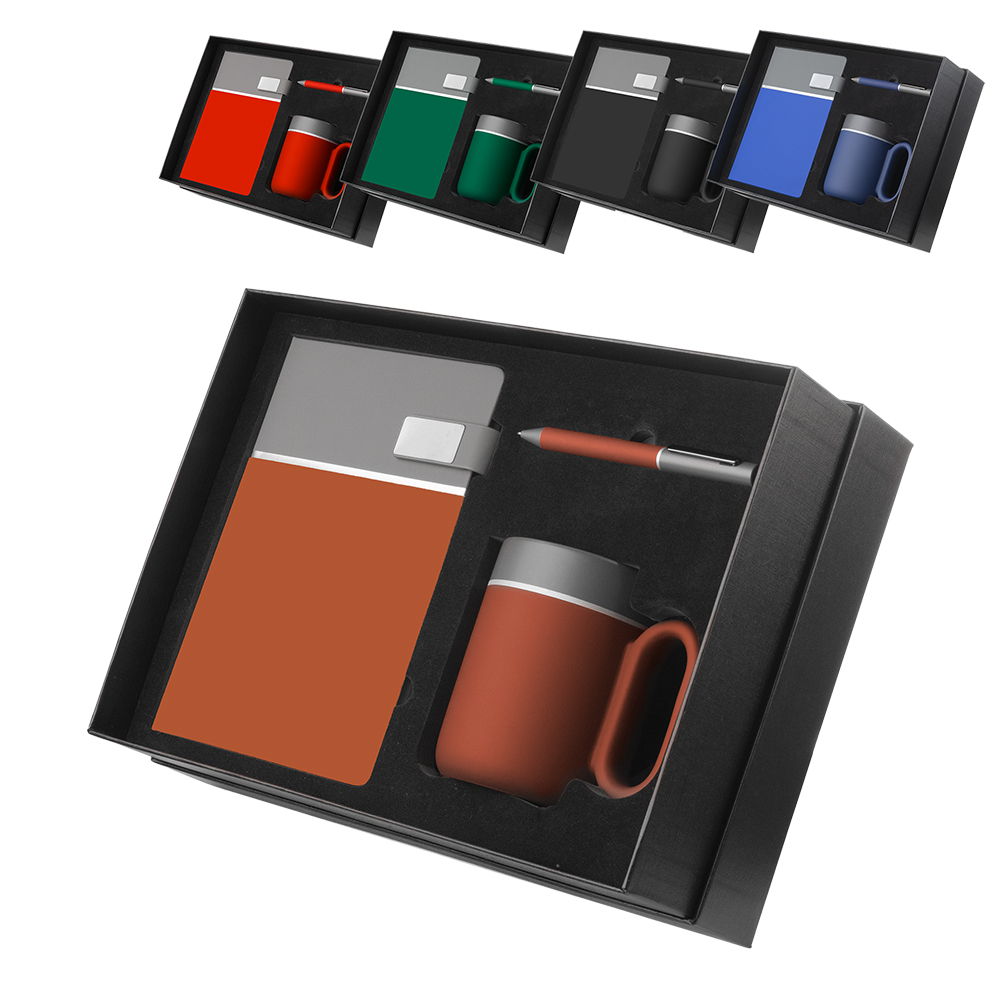 Kit escritório contendo caderno tamanho a5 com capa dura em pu - 70g — foto 1 de 10