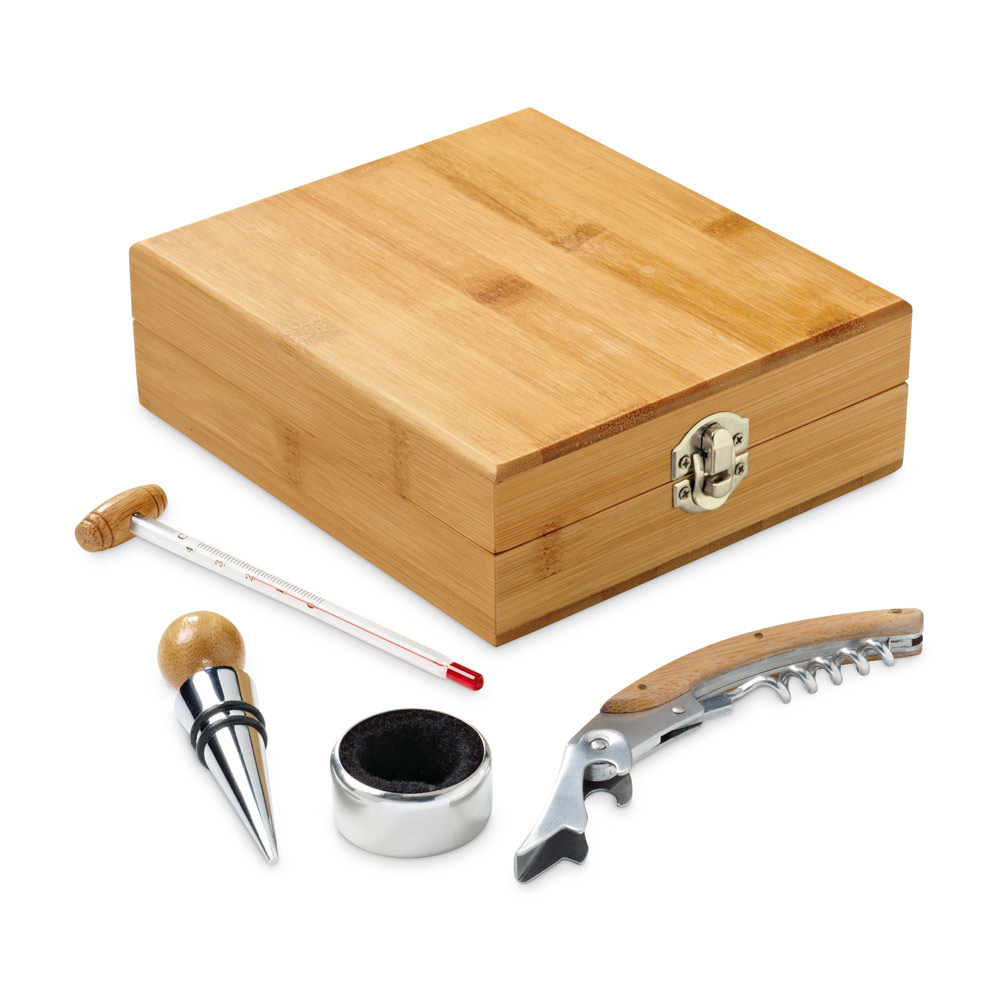 CABERNET. Conjunto para vinho em bambu, inox, vidro e ABS — foto 1 de 2