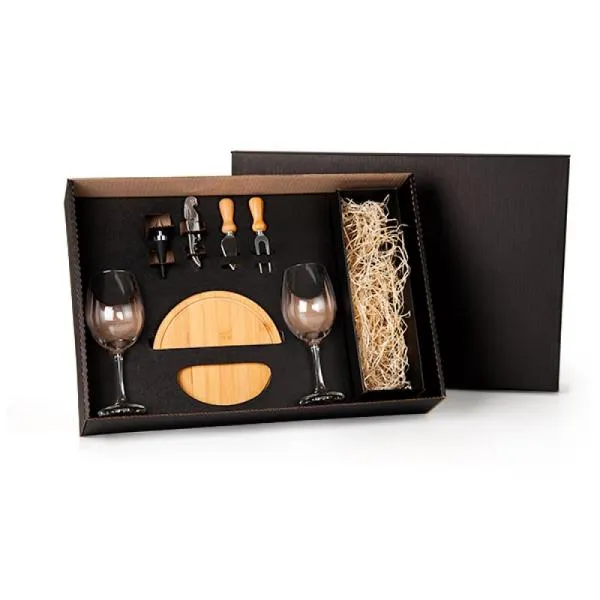 KIT QUEIJO E VINHO COM ESPAÇO PARA GARRAFA - 7 PÇS - NÃO ACOMPANHA GARRAFA — foto 1 de 3