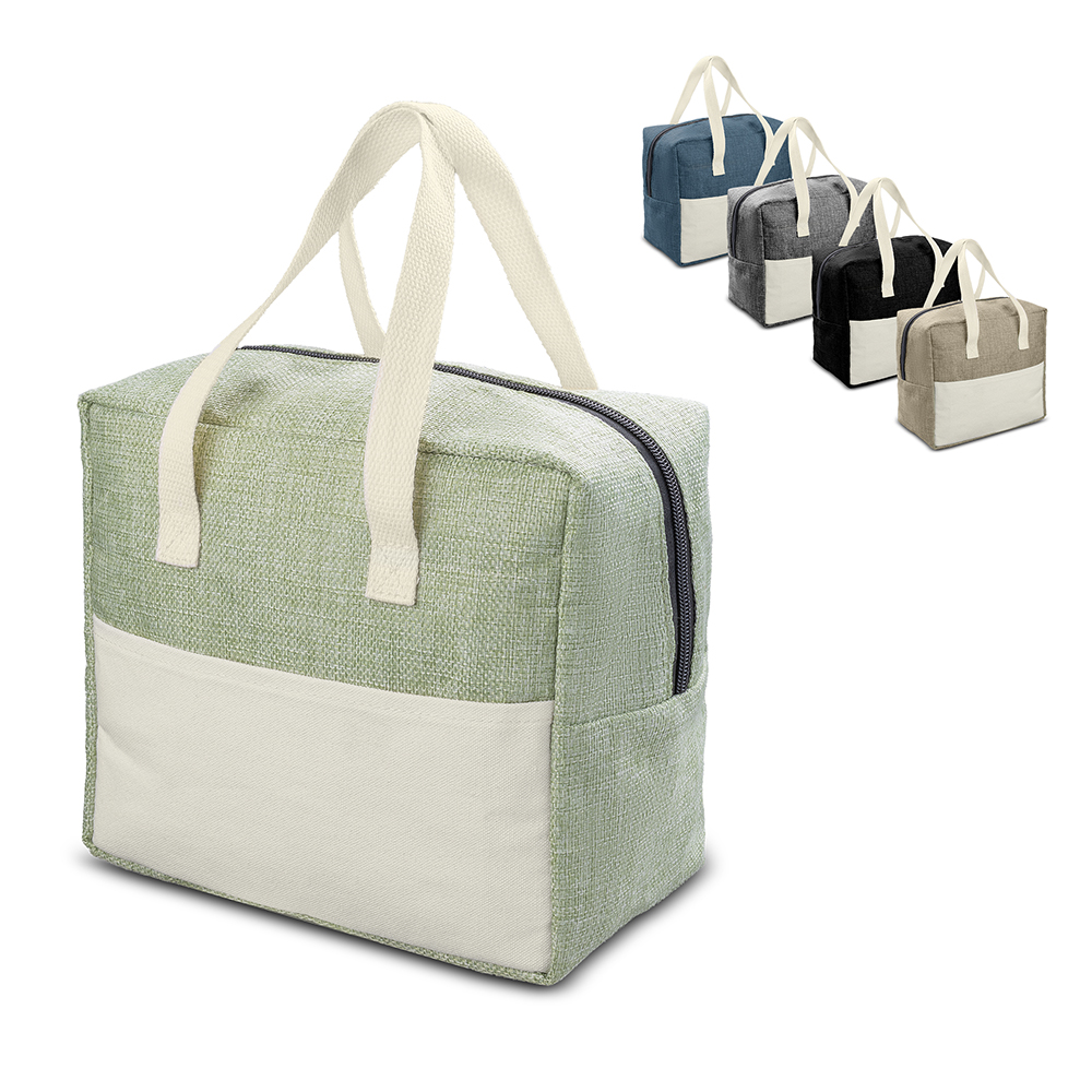 Bolsa térmica confeccionada em linho e lona (canvas), com revestimento — foto 1 de 10