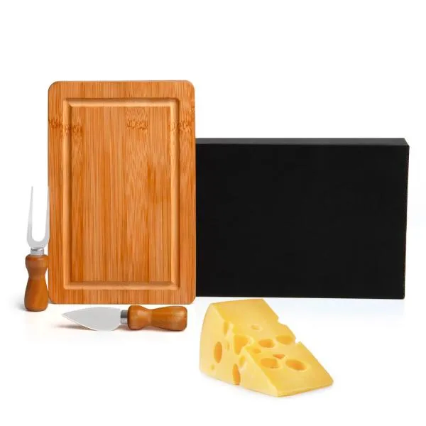 CONJUNTO PARA QUEIJO EM BAMBU/INOX - 3 PÇS — foto 1 de 5