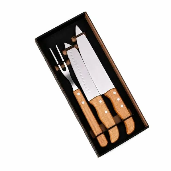 KIT COM FACA 8", FACA SANTOKU E GARFO 3 PÇS — foto 1 de 4