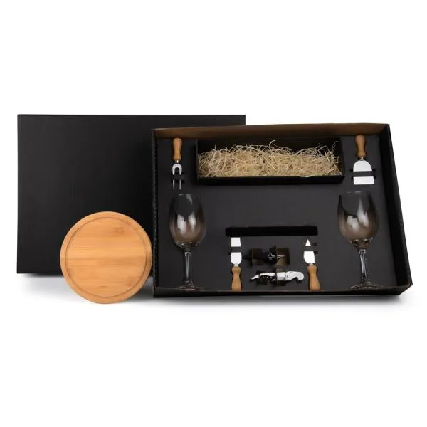KIT QUEIJO E VINHO COM ESPAÇO PARA GARRAFA - 9 PÇS — foto 1 de 4