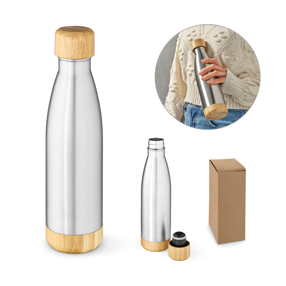 BROMELL 550. Garrafa térmica em aço inox 90% reciclado de parede dupla isolada a vácuo (550 mL) — foto 1 de 2