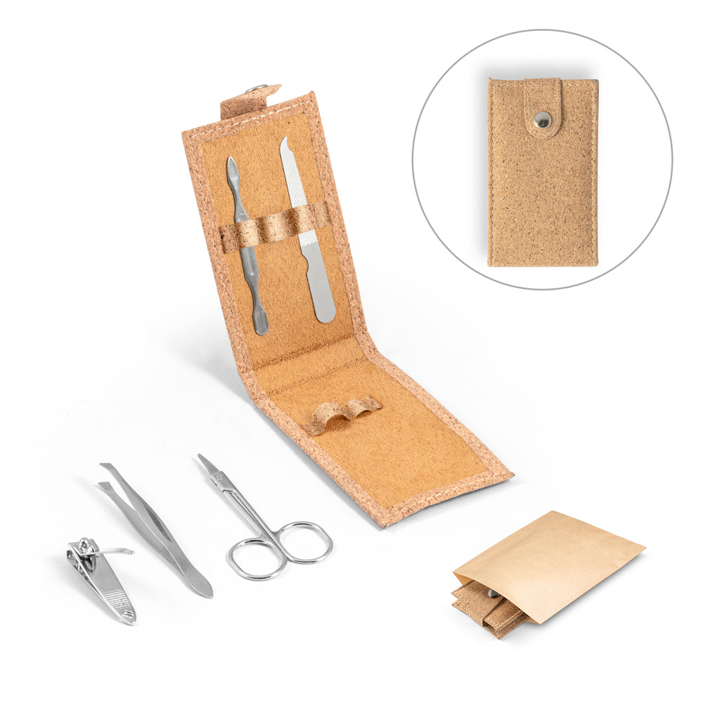 ZENA. Conjunto de manicure em cortiça com peças em aço inox — foto 1 de 2