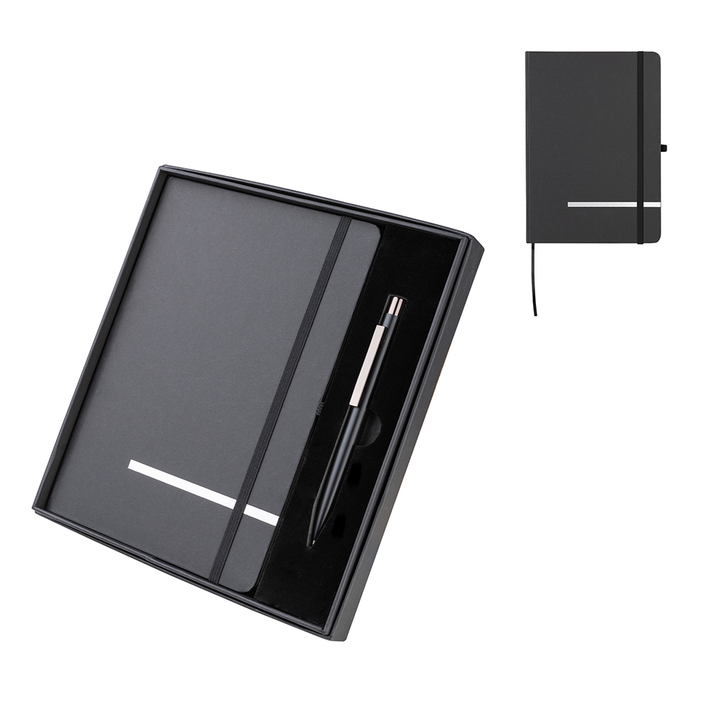 Kit Escritório Caderno tamanho A5 com capa dura e Caneta Metal — foto 1 de 6