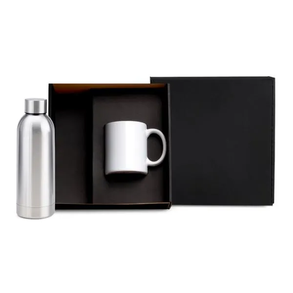 KIT GARRAFA E CANECA - PRATA/BRANCO 2 PÇS — foto 1 de 3