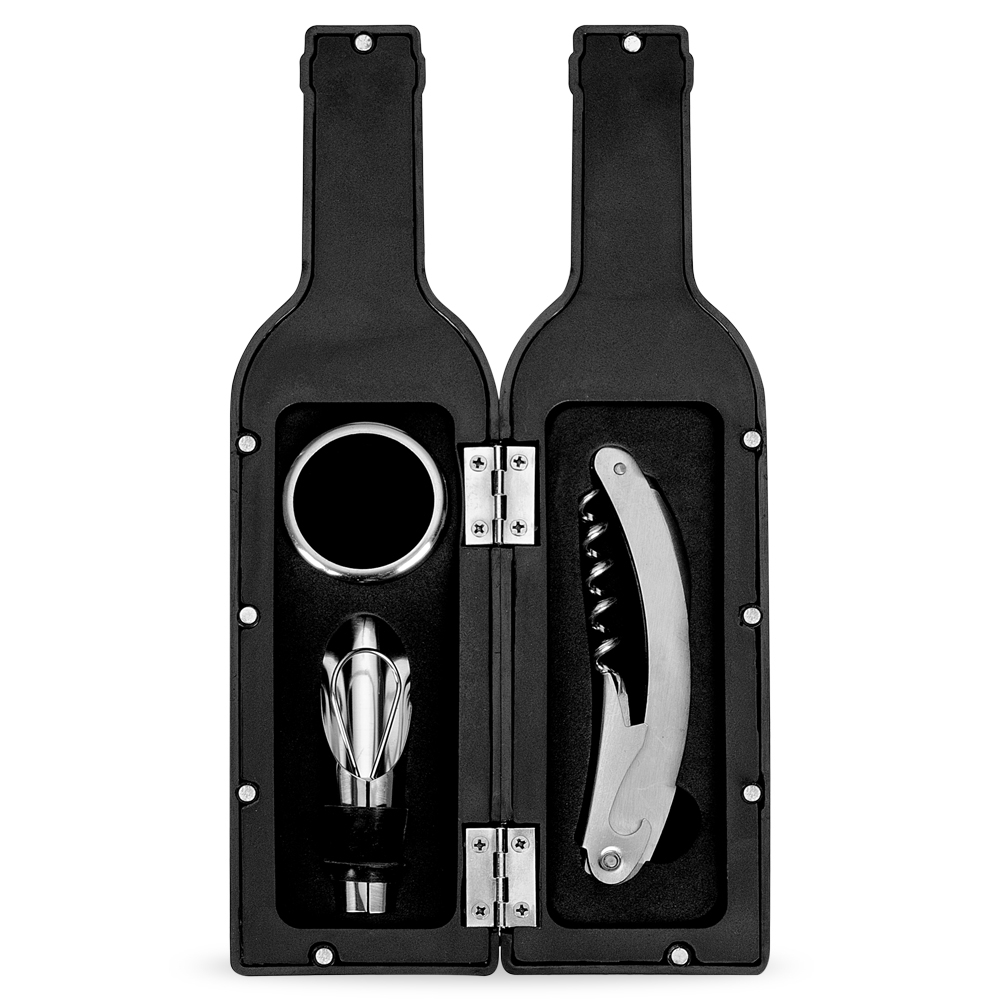KIT VINHO PLÁSTICO RESISTENTE 3 PEÇAS FORMATO GARRAFA — foto 1 de 1