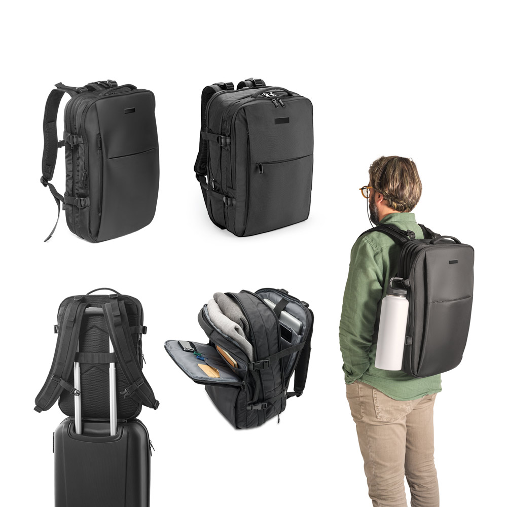 DALLAS PLATE. Mochila de viagem para notebook (17'3") em poliéster reciclado 600D de alta densidade, com compartimento para arrumação (29 L) — foto 1 de 2