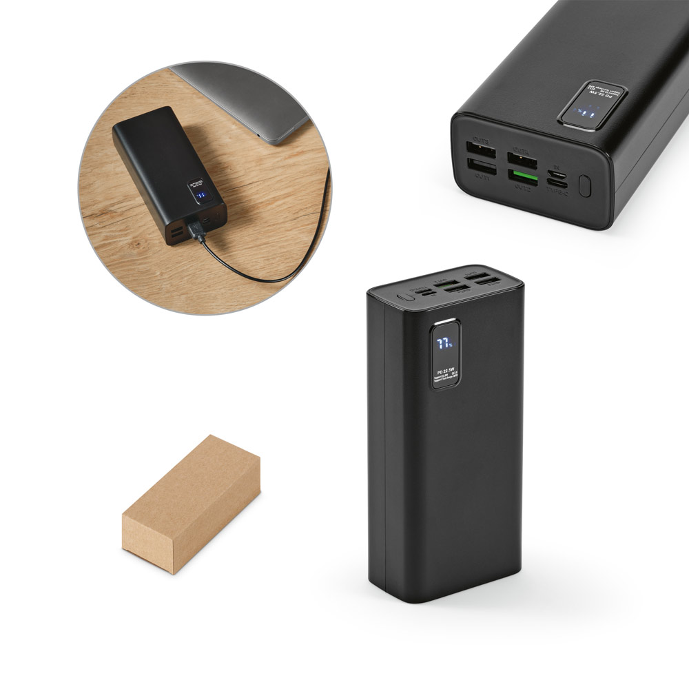 GURDON. Bateria portátil em ABS 100% reciclado (30'000 mAh) — foto 1 de 2