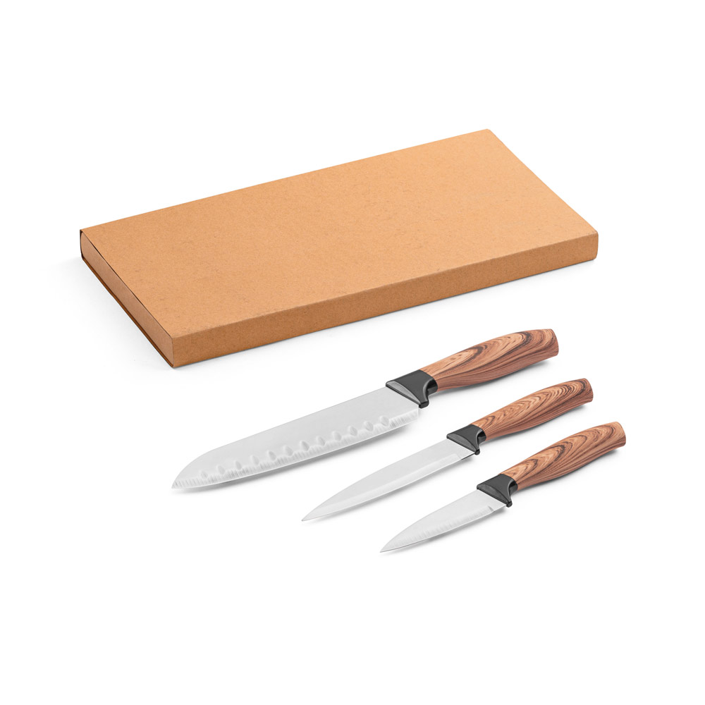 BAHARAT. Conjunto de 3 facas de cozinha com lâmina em aço inox e cabo ergonômico — foto 1 de 2