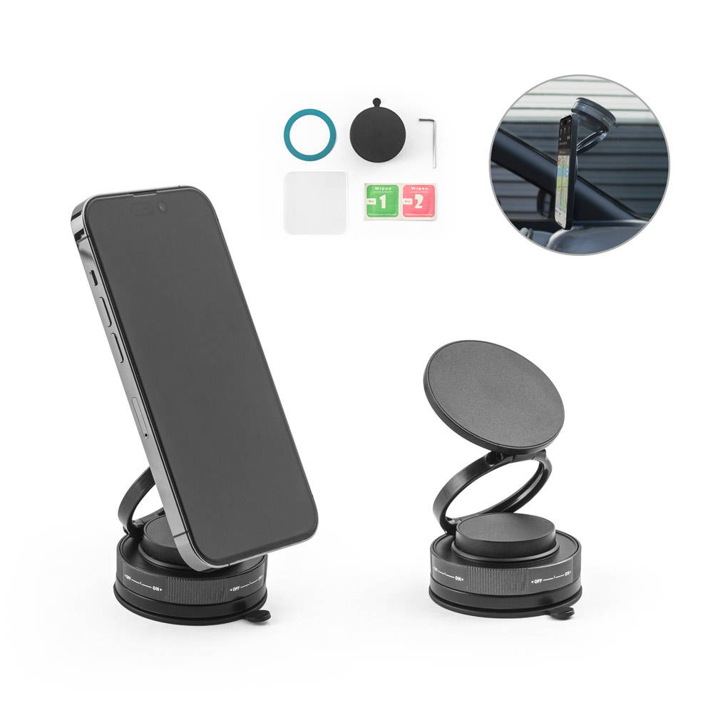 KEPLER. Suporte magnético para celular com sistema de fixação em vácuo para superfícies lisas e não lisas (rotação de 360º) — foto 1 de 2