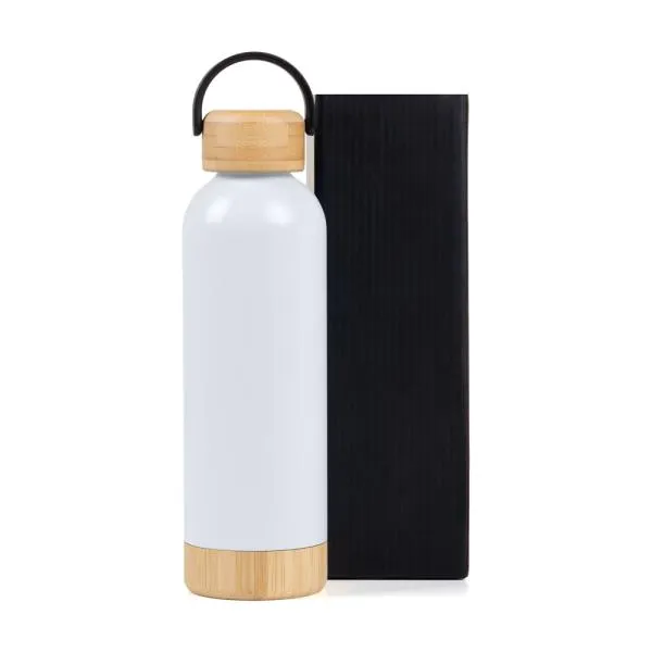 GARRAFA PAREDE DUPLA COM DETALHES EM BAMBU - 500 ML — foto 1 de 9