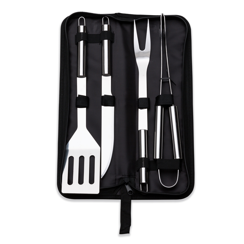 KIT CHURRASCO 4 PEÇAS INOX C/ ESTOJO — foto 1 de 1