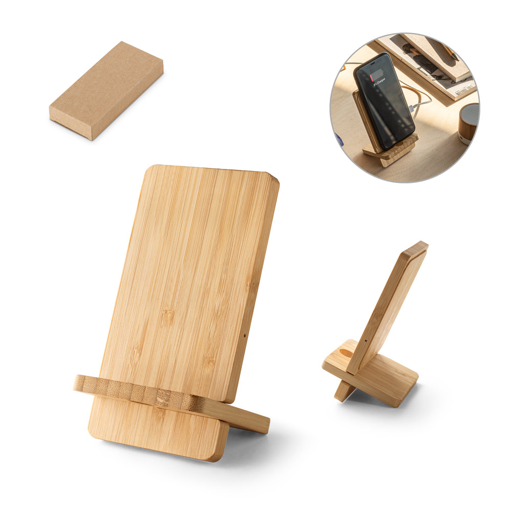 LANGE. Carregador por indução super-rápido e suporte em bambu para smartphone (15 W) — foto 1 de 2