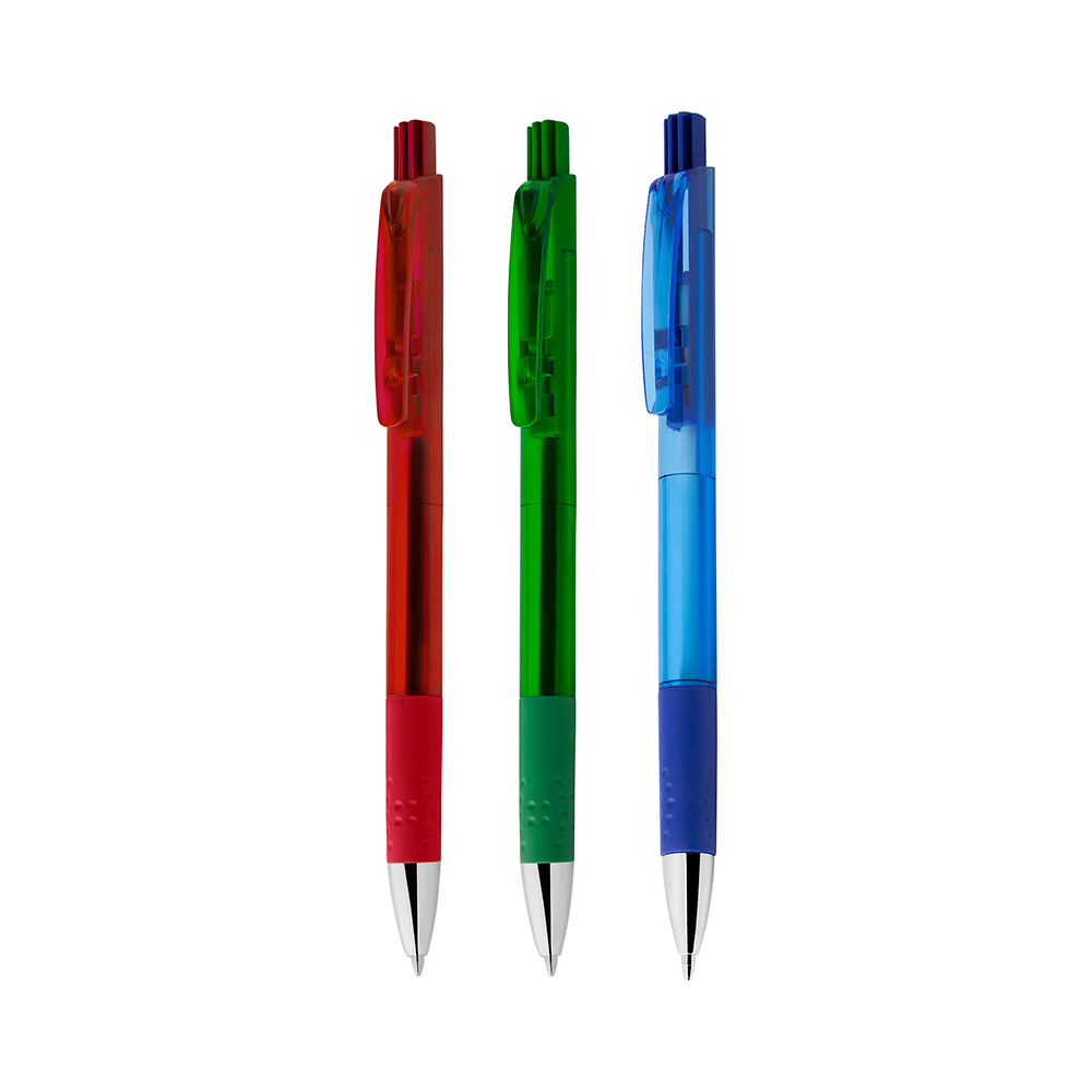 Caneta plástica com grip esferográfica retrátil - modelo 2 — foto 1 de 7