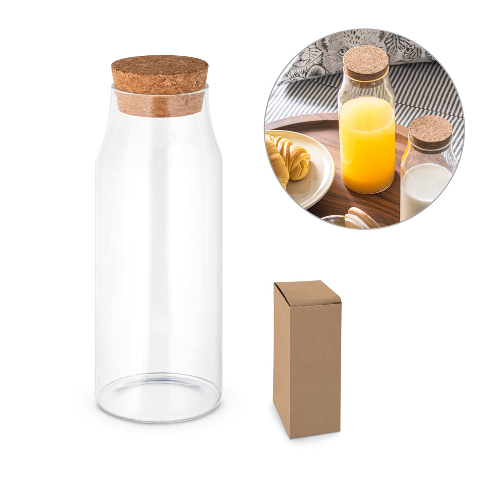 JASMIN 1000. Garrafa em vidro borosilicato com tampa em cortiça 1 L — foto 1 de 2