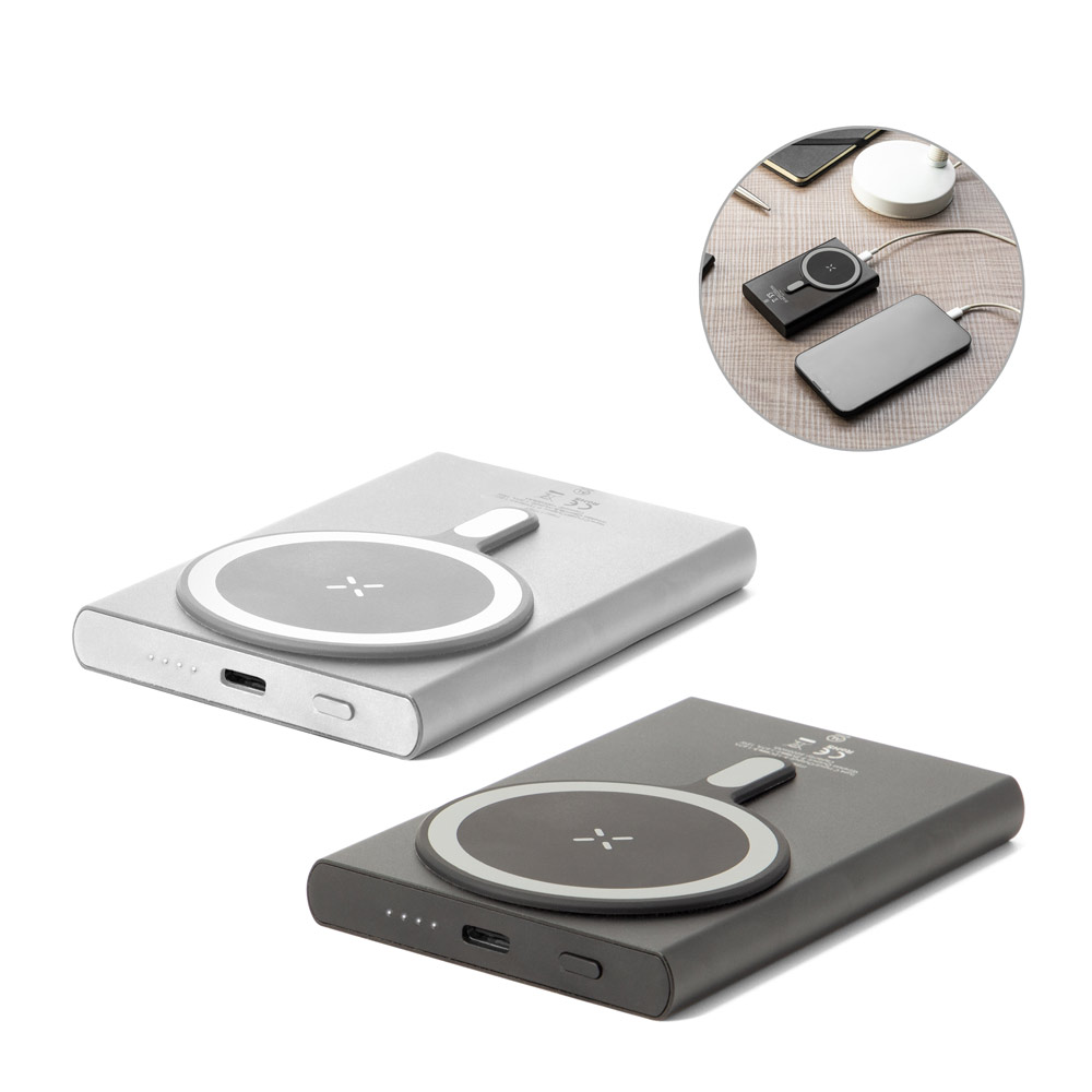 WRIGHT 5. Bateria portátil magnética com carregamento super-rápido em alumínio reciclado e ABS reciclado (5'000 mAh) — foto 1 de 3