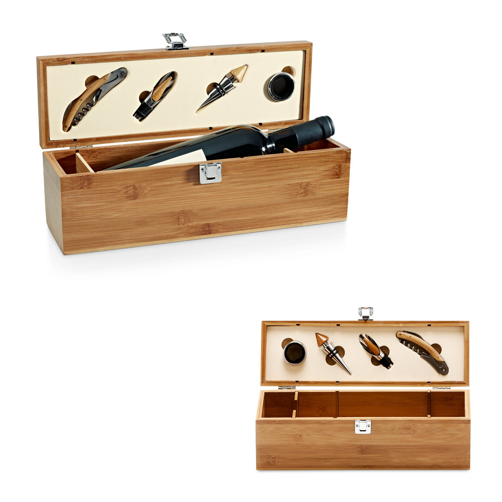 SYRAH. Conjunto para vinho em bambu, inox e ABS — foto 1 de 2