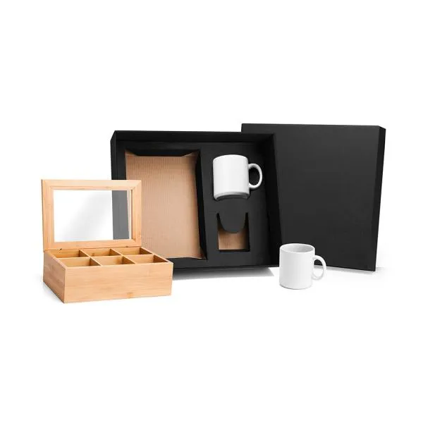 KIT PARA CHÁ EM BAMBU E CANECA - 3 PÇS — foto 1 de 2