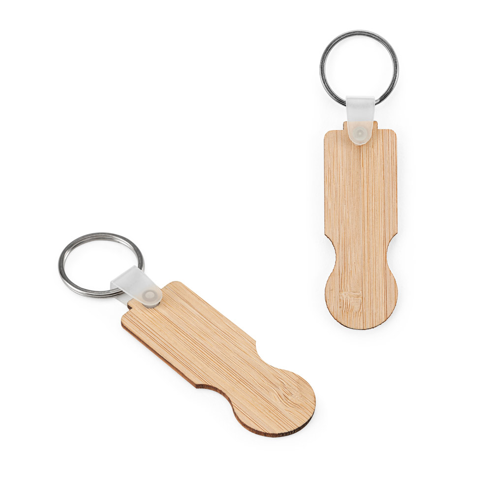 SHOPZ. Chaveiro em bambu com extremidade em formato de moeda — foto 1 de 2
