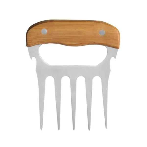GARFO COM 5 DENTES EM MADEIRA - INOX - 11,5X14,5CM — foto 1 de 3