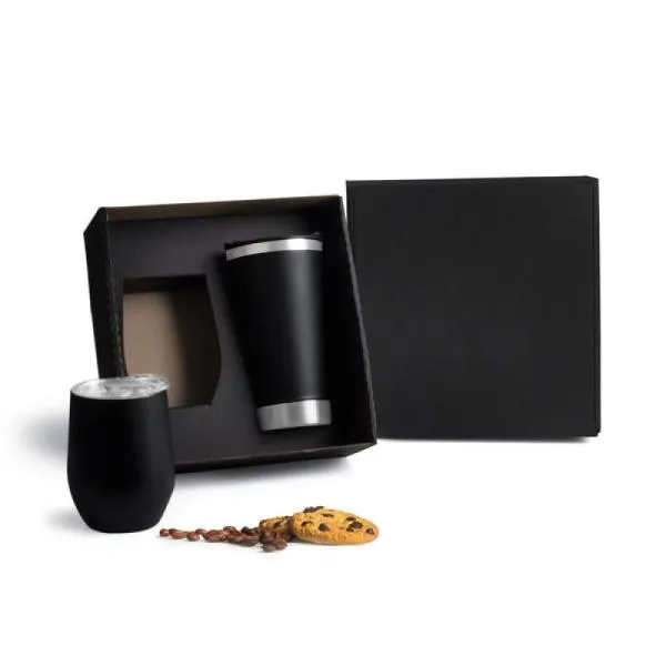 KIT DE COPOS TÉRMICOS EM AÇO INOX - 340ML / 500ML - PRETO - 2 PÇS — foto 1 de 4