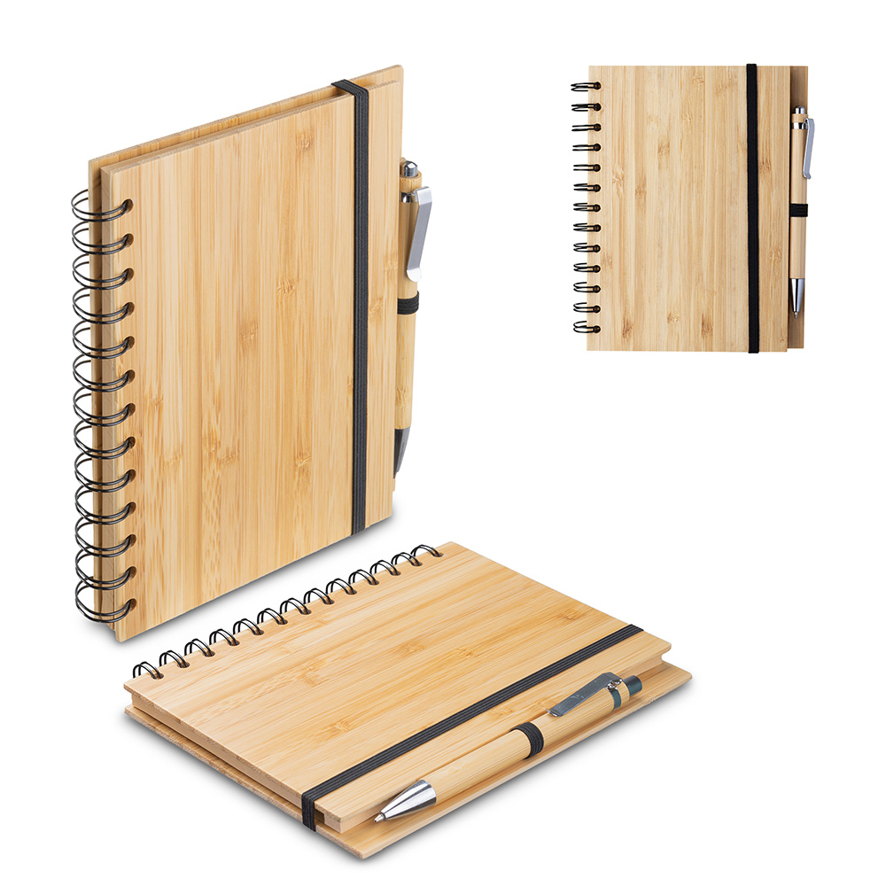 Caderno B6 Capa em Bambu com caneta (18x13cm) — foto 1 de 6