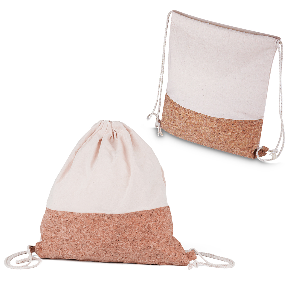 Sacola/Mochila em Algodão e Cortiça 140g/m² (39x37x8,5cm) — foto 1 de 4
