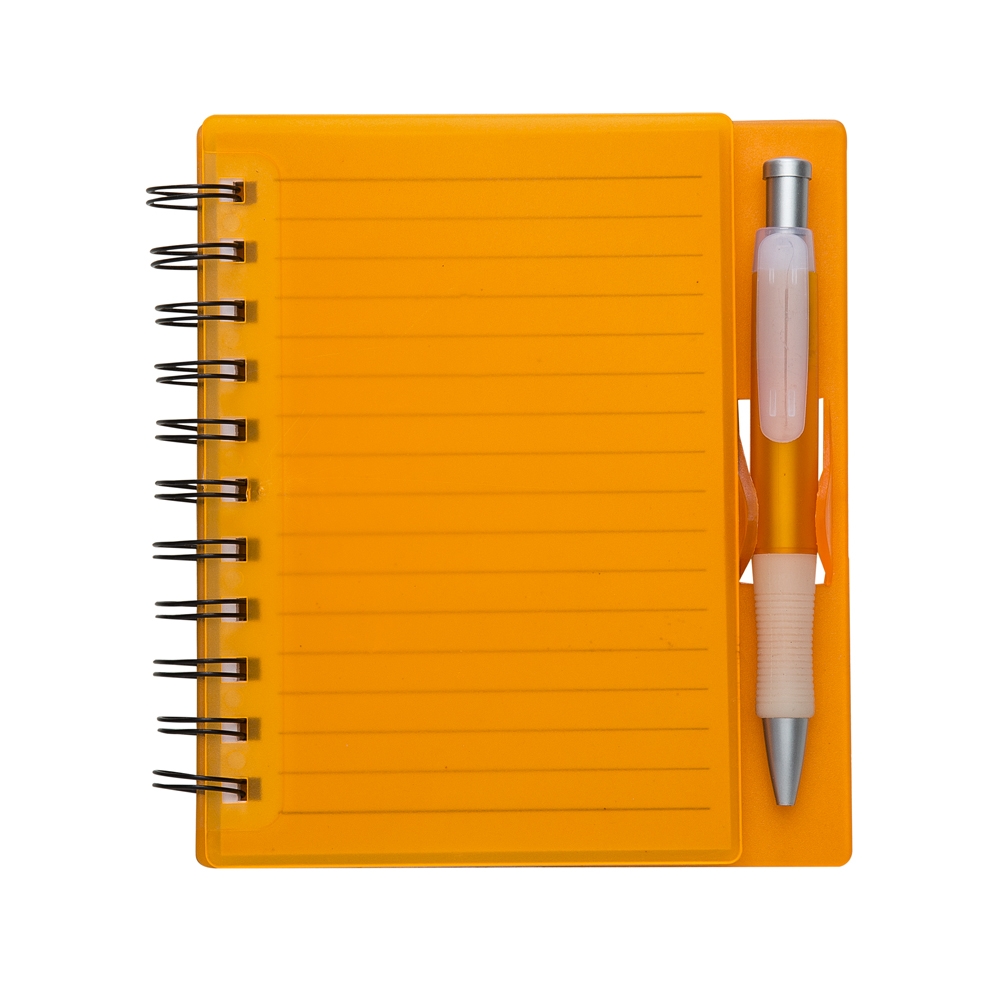 CADERNO PLÁSTICO C/ CANETA — foto 1 de 7