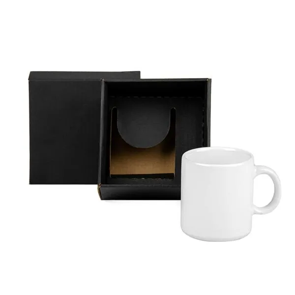 CANECA EM CERÂMICA BRANCA 270 ML EM CAIXA COM ELÁSTICO — foto 1 de 2
