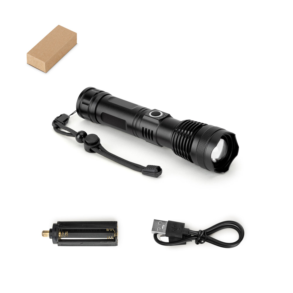 YVIAN. Lanterna recarregável de 10 W em alumínio 100% reciclado — foto 1 de 2