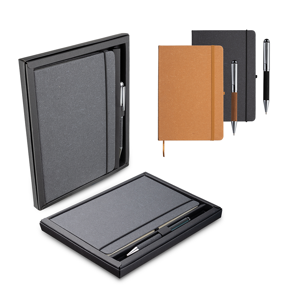 Kit Escritório A5 Capa em Couro Reciclado e Caneta Metalica — foto 1 de 10