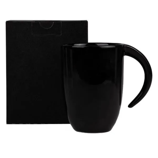 CANECA EM CERÂMICA PRETA - 350ML — foto 1 de 4