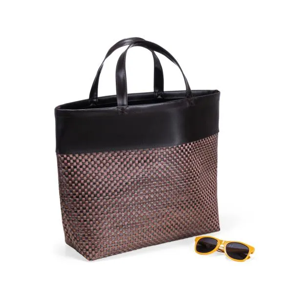 SACOLA EM PVC E MATERIAL SINTÉTICO - PREMIUM - MARROM/XADREZ - 48X33X13 CM — foto 1 de 5