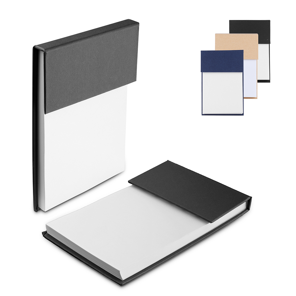 Mini caderno com capa dura, sticky notes com 25 folhas em 06 cores — foto 1 de 9