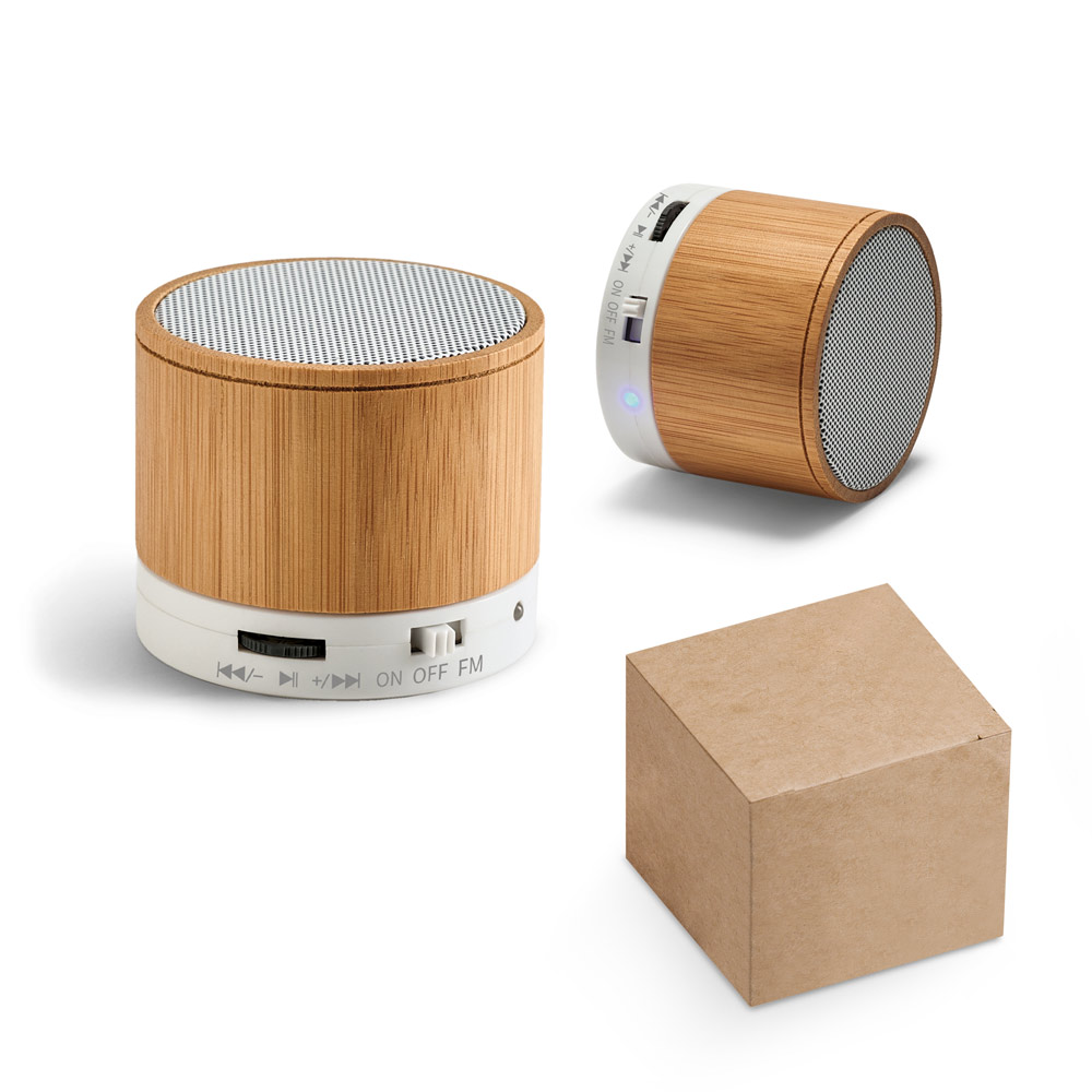 GLASHOW ECO. Caixa de som em bambu com microfone — foto 1 de 2