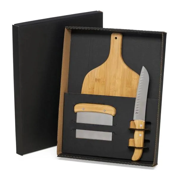 KIT PARA COZINHA EM BAMBU / INOX - 3 PÇS — foto 1 de 4