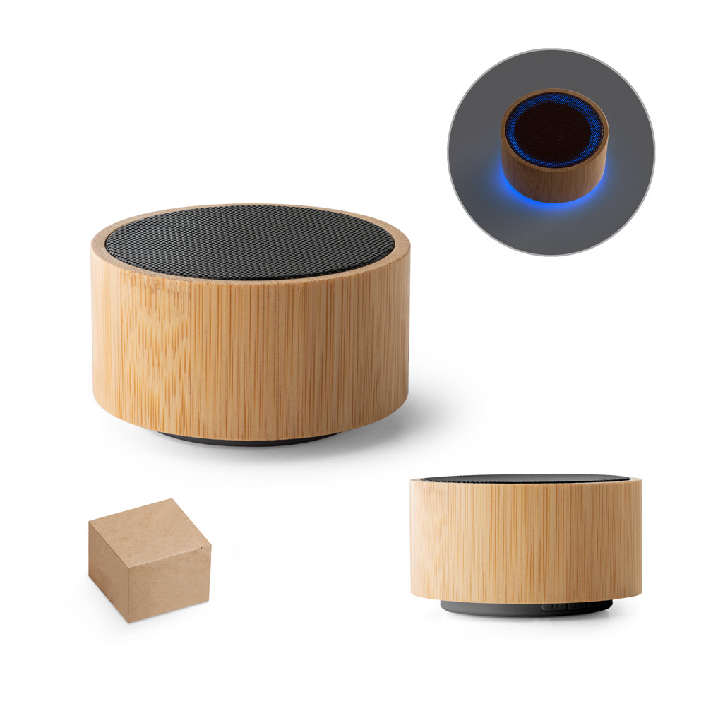 ARBER. Caixa de som portátil com microfone e autonomia de 2h (300 mAh), em bambu e ABS — foto 1 de 2