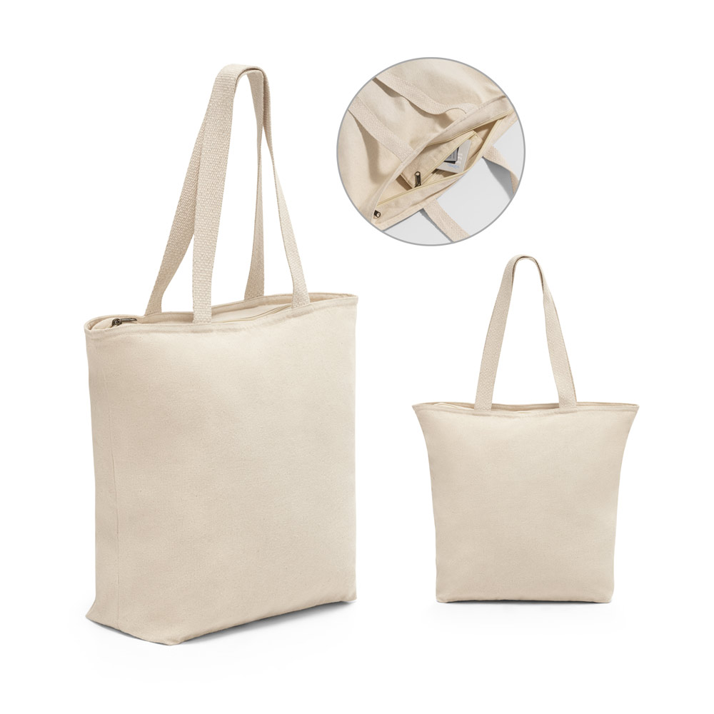 HACKNEY. Sacola 100% algodão (280 g/m²) com fecho e bolso interior — foto 1 de 2