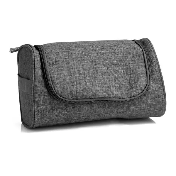 NECESSAIRE EM POLIESTER 300D COM GANCHO MELANGE CINZA — foto 1 de 4