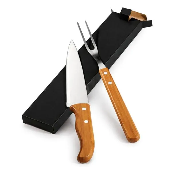 CONJ. DE GARFO E FACA 7" EM MADEIRA / INOX SPECIAL LINE - 2 PÇS — foto 1 de 4