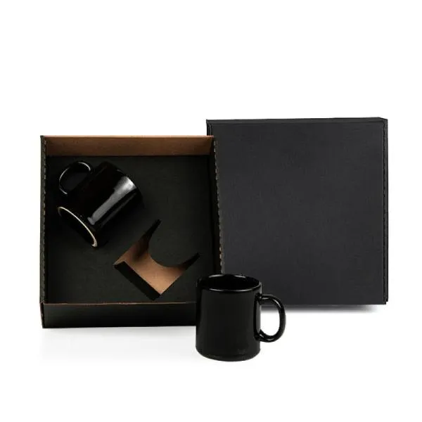 KIT CANECAS EM CERÂMICA PRETA - 270ML — foto 1 de 3